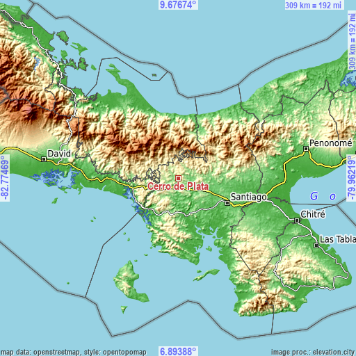 Topographic map of Cerro de Plata