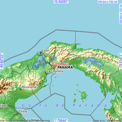 Topographic map of Cerro Azul