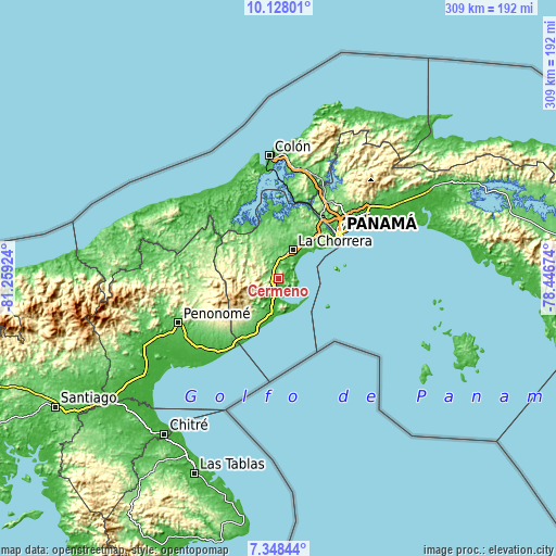 Topographic map of Cermeño