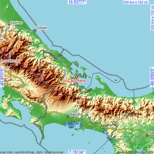 Topographic map of Cauchero