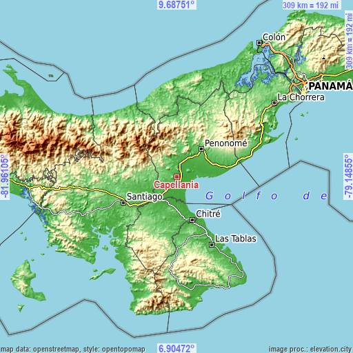 Topographic map of Capellanía