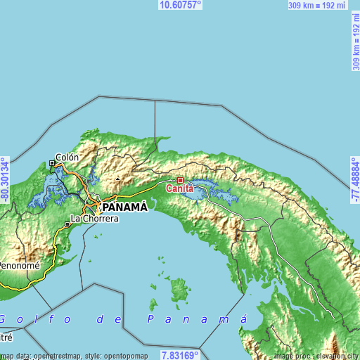 Topographic map of Cañita