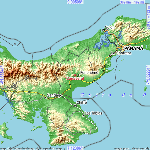 Topographic map of Cañaveral