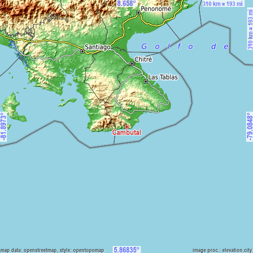 Topographic map of Cambutal