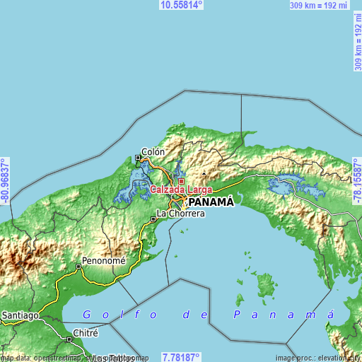 Topographic map of Calzada Larga