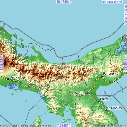 Topographic map of Calovébora