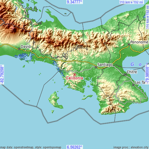 Topographic map of Calidonia