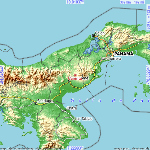 Topographic map of Caimito