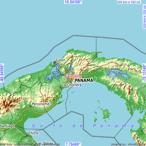 Topographic map of Caimitillo