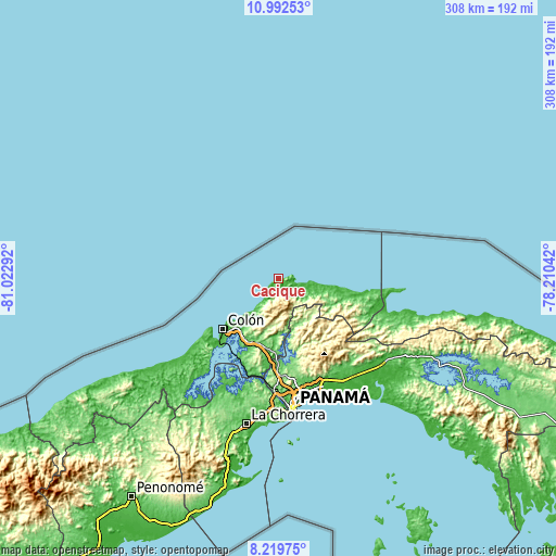Topographic map of Cacique