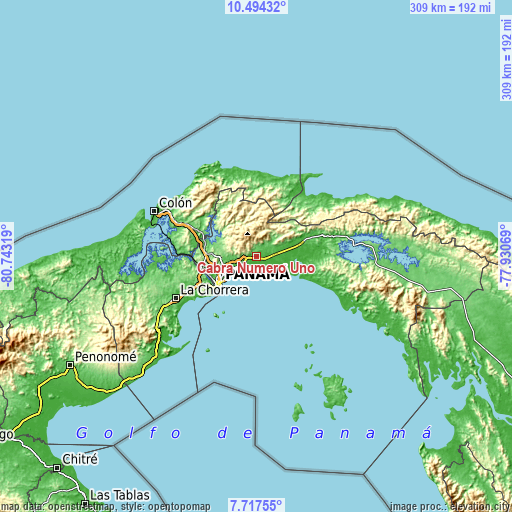 Topographic map of Cabra Número Uno