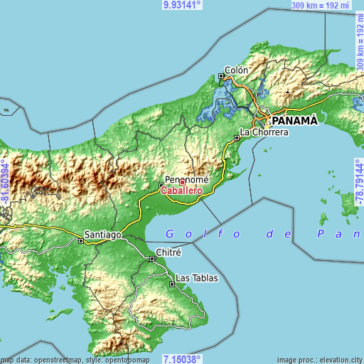 Topographic map of Caballero