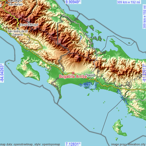 Topographic map of Bugabita Arriba