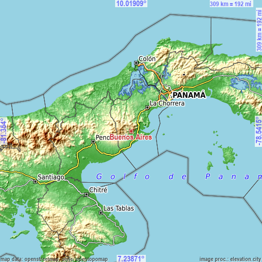 Topographic map of Buenos Aires