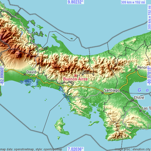 Topographic map of Buenos Aires