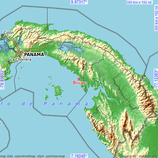 Topographic map of Brujas