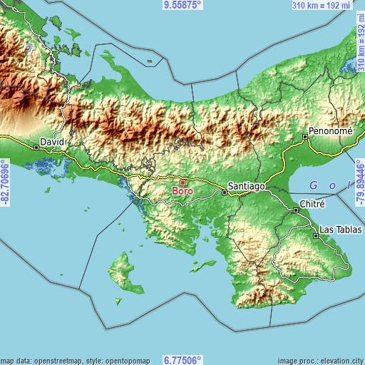 Topographic map of Boró