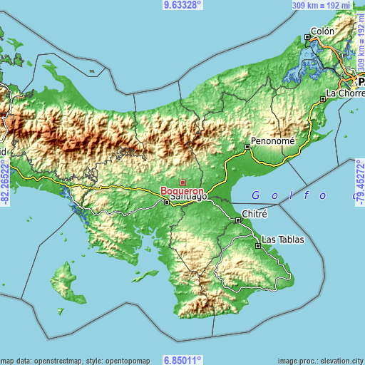 Topographic map of Boquerón