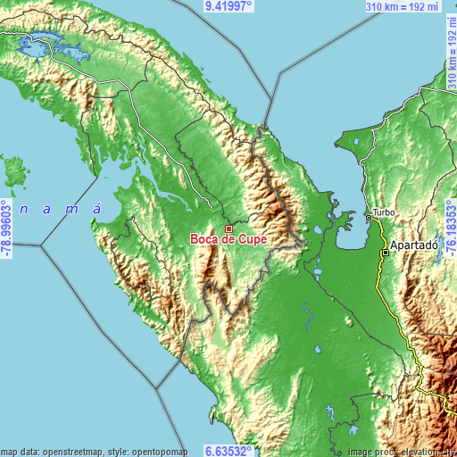 Topographic map of Boca de Cupé