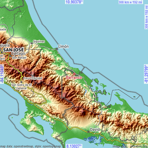 Topographic map of Barranco