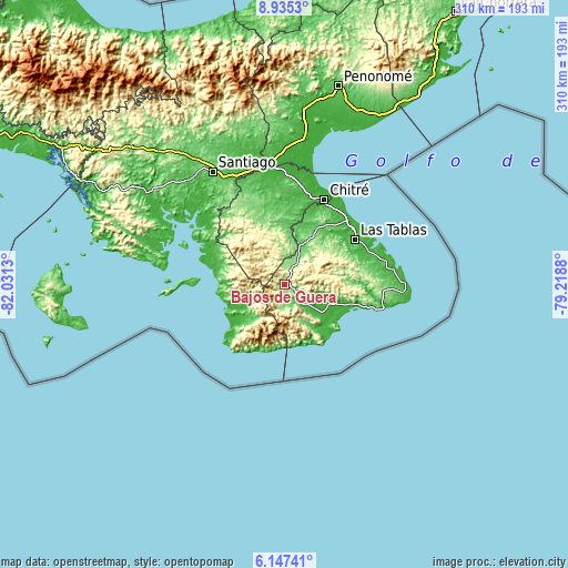 Topographic map of Bajos de Güera