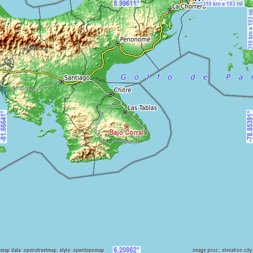 Topographic map of Bajo Corral