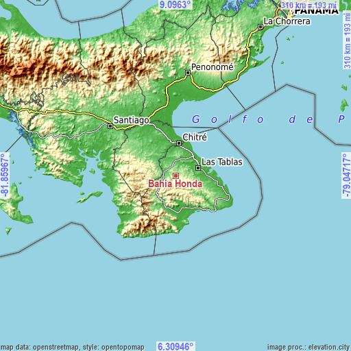 Topographic map of Bahía Honda