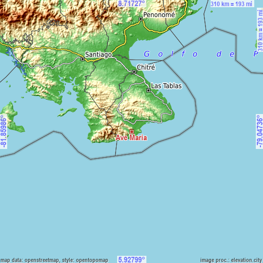 Topographic map of Ave María
