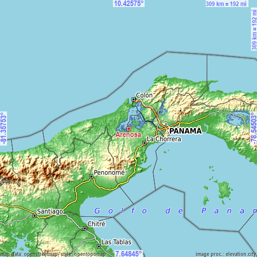 Topographic map of Arenosa