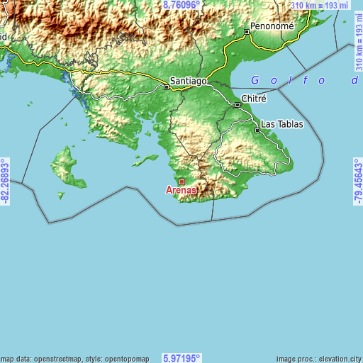 Topographic map of Arenas