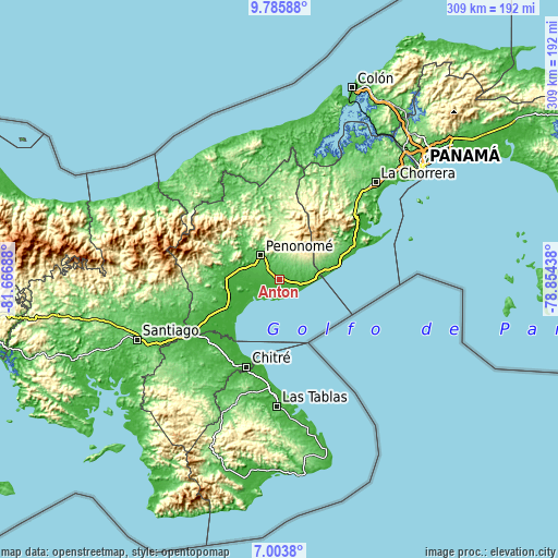 Topographic map of Antón