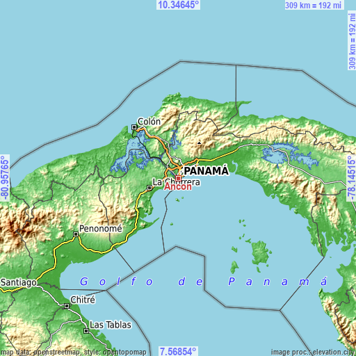 Topographic map of Ancón