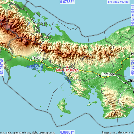 Topographic map of Alto Caballero