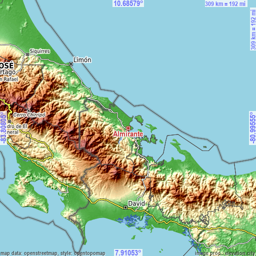 Topographic map of Almirante