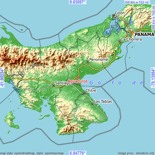 Topographic map of Aguadulce