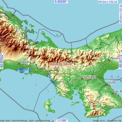 Topographic map of Agua de Salud