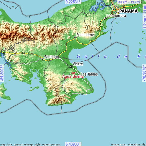 Topographic map of Agua Buena