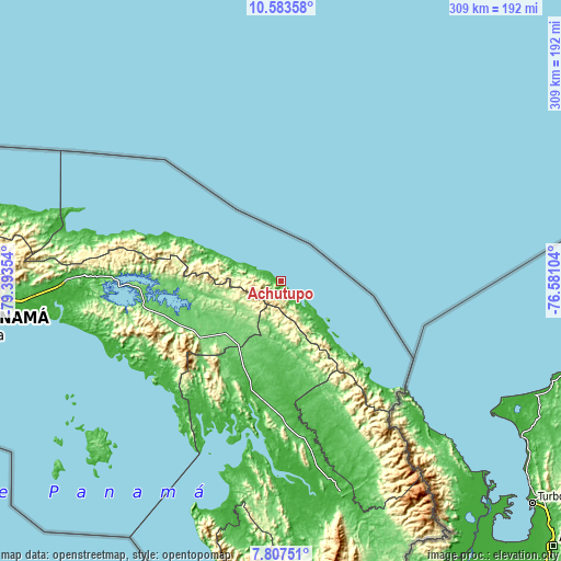 Topographic map of Achutupo