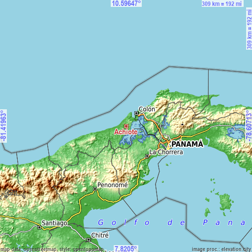 Topographic map of Achiote