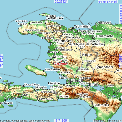 Topographic map of Verrettes