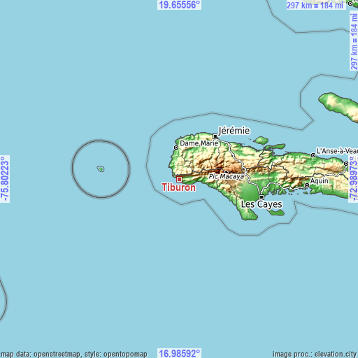 Topographic map of Tiburon
