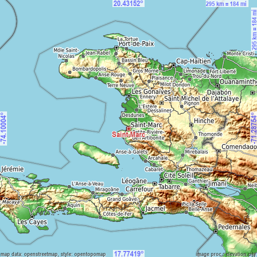 Topographic map of Saint-Marc