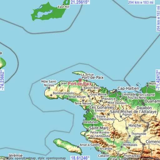 Topographic map of Port-de-Paix