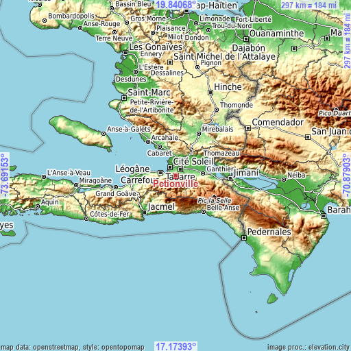 Topographic map of Pétionville