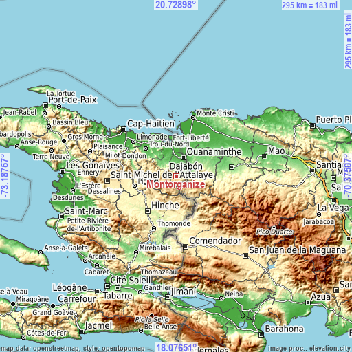 Topographic map of Montòrganize