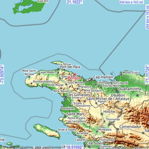 Topographic map of Borgne