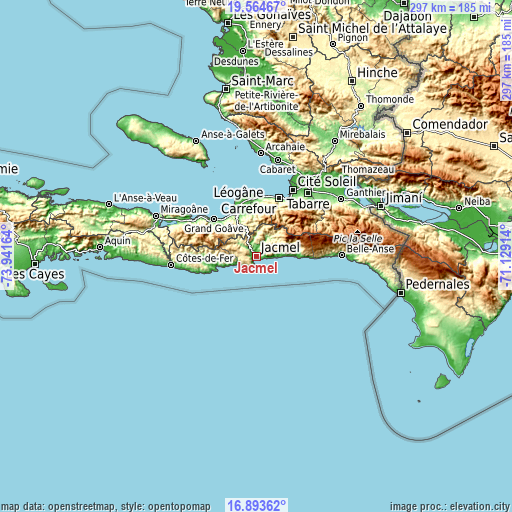 Topographic map of Jacmel