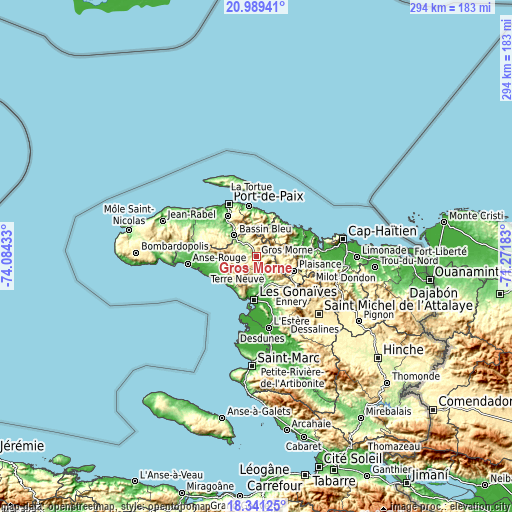Topographic map of Gros Morne