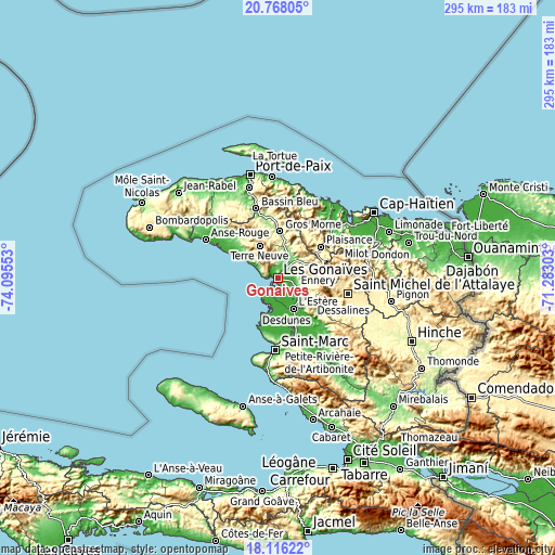 Topographic map of Gonaïves