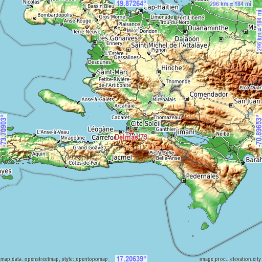 Topographic map of Delmas 73